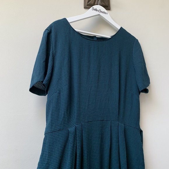 Vintage Monsoon Maxi Dress Fits UK 14 Green Blue Check Plaid Button Up 90s - Picture 9 of 12